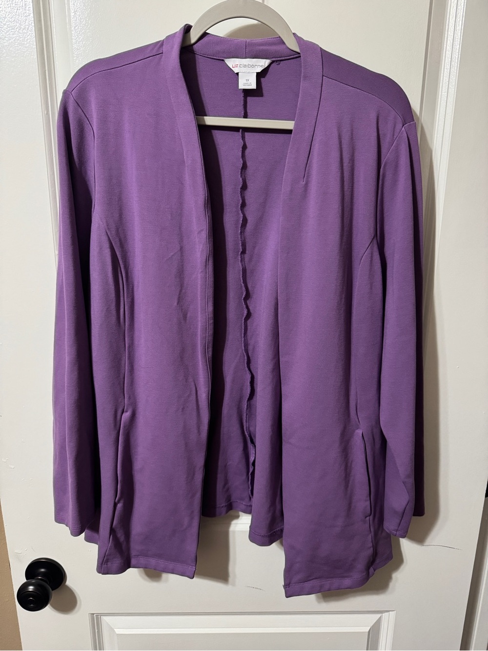 Liz Claiborne Lavender Open-Front Cardigan